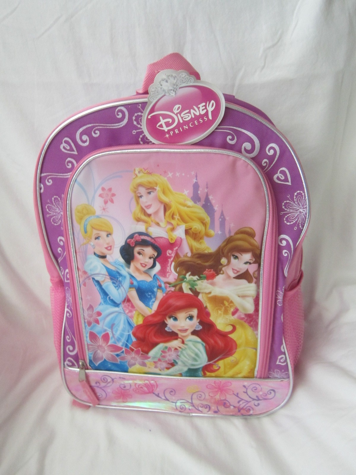 Disney The Princesses Pink  16" Backpack with two main compartments-Brand New!