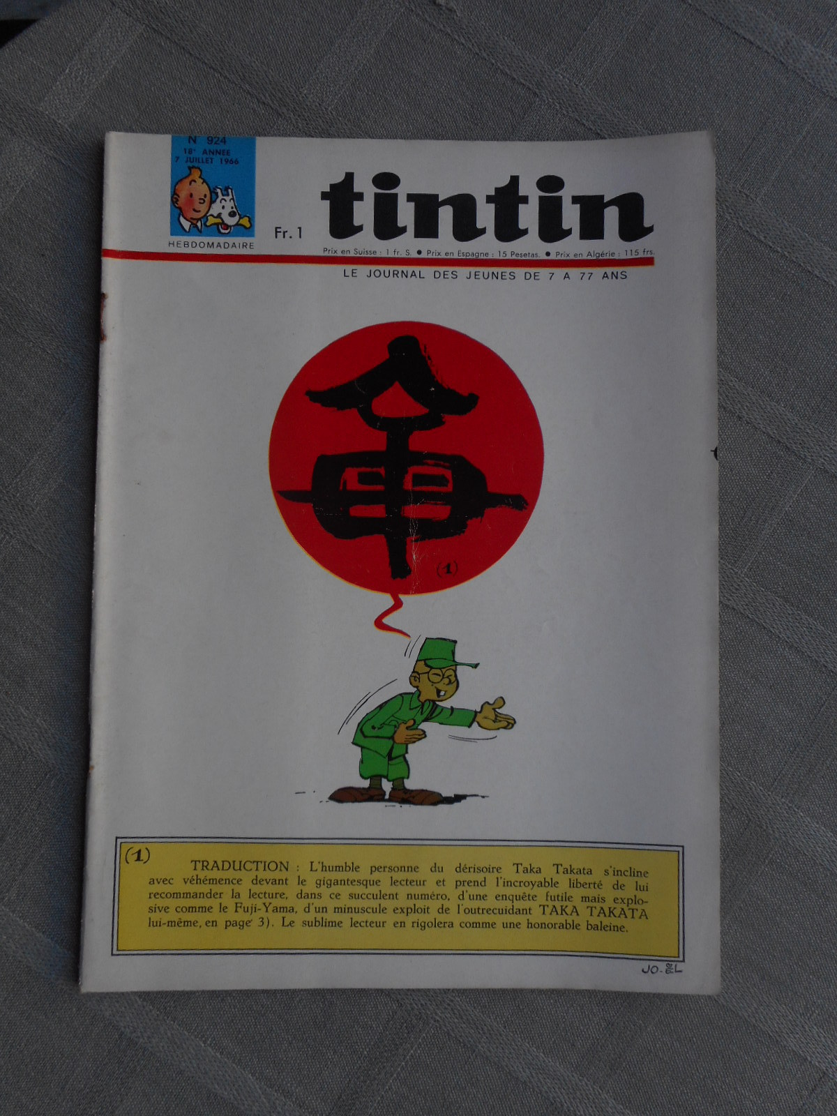 Hebdo Tintin 1ª Serie N°924 Stato Corretto