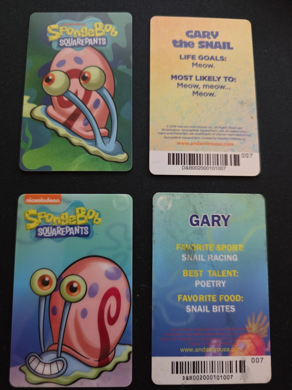 4 X RARA carta Gary The Snail di Dave & Busters SpongeBob gioco arcade