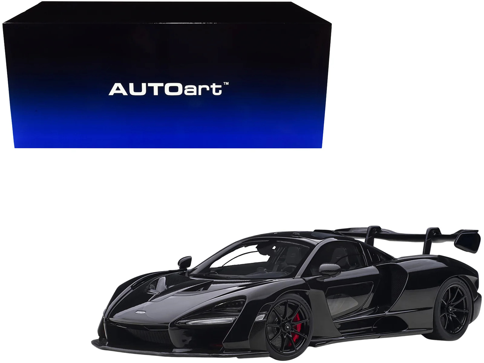 Modellino auto Mclaren Senna Stealth Cosmos nero con accenti di carbonio 1/18 - Autoart