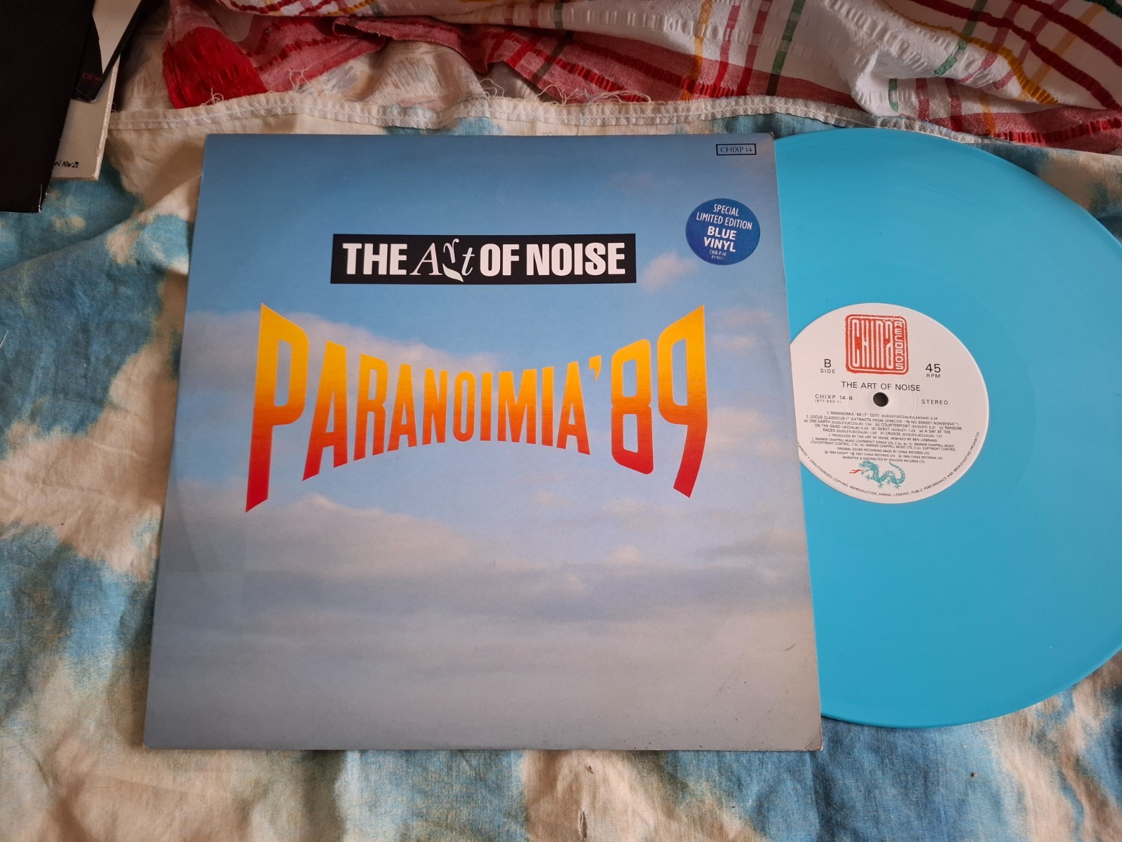 Art Of Noise - Paranoimia ‘89 Limited edition 12” Single Blue Vinyl 1989 CHIXP14
