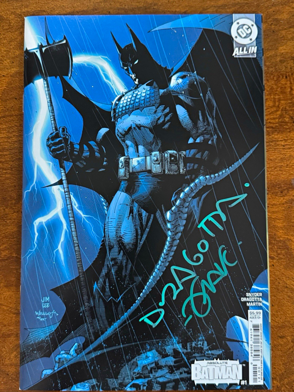 Absolute Batman #1 Variant Cover B Jim Lee signed Dragotta and Martin