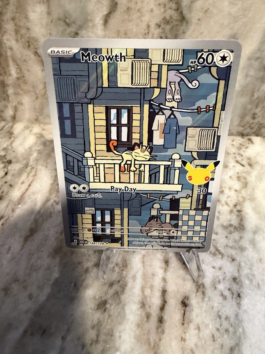 2026 Pokemon Meowth 144/128 Illustrazione Rara IR 30° Anniversario 30C IT