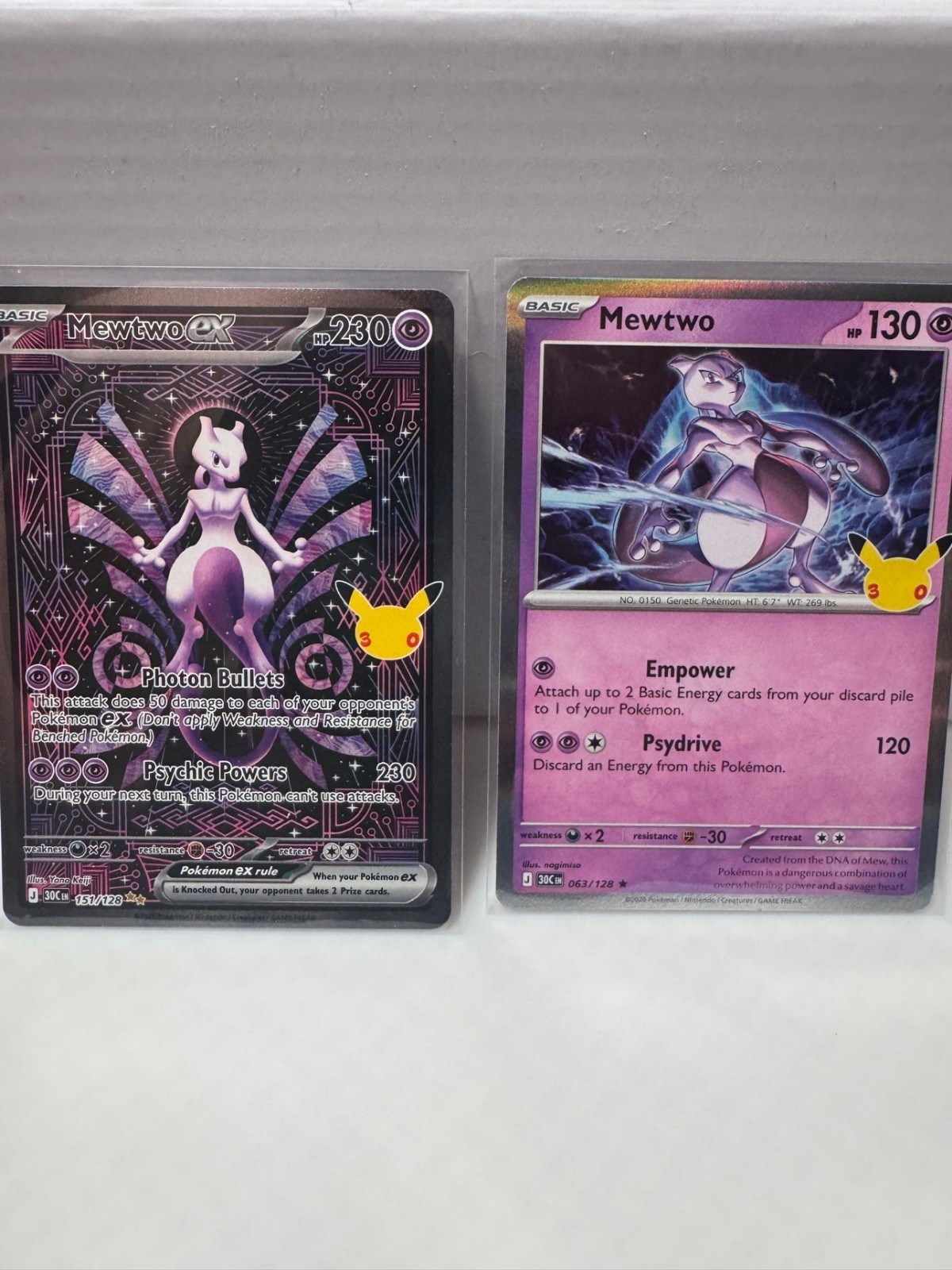 Pokémon Mewtwo ex 151/128 e Mewtwo 063/128 30° Anniversario NM Coppia 2026