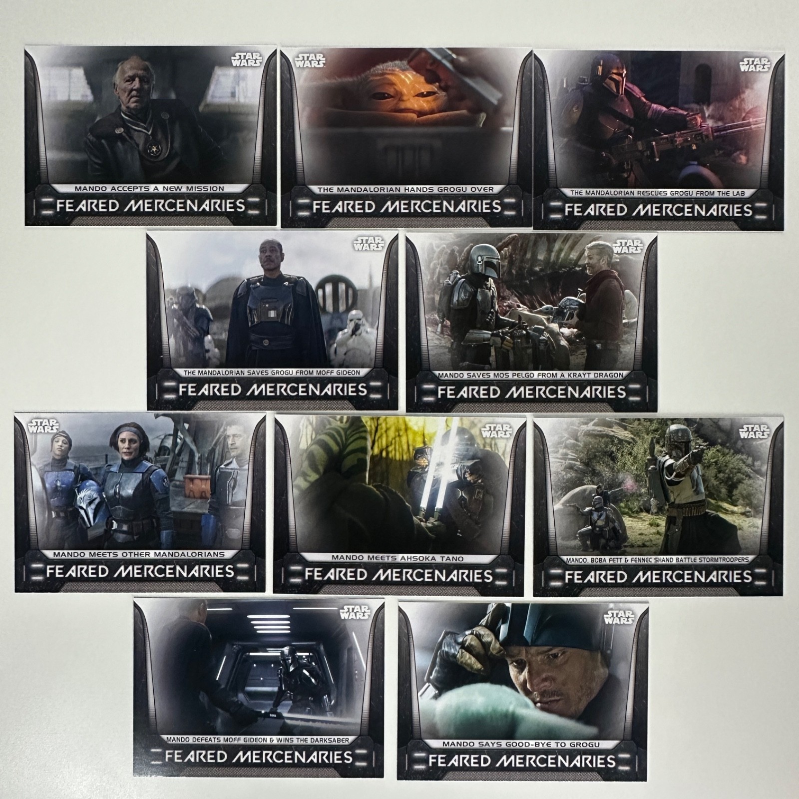 Topps Star Wars Bounty Hunters Mercenaries Mando 2021 set completo di 10 carte inserti