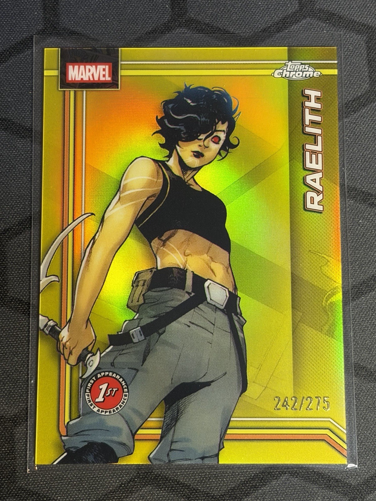 2026 Topps Chrome Marvel Yellow Refractor /275 Raelith #142