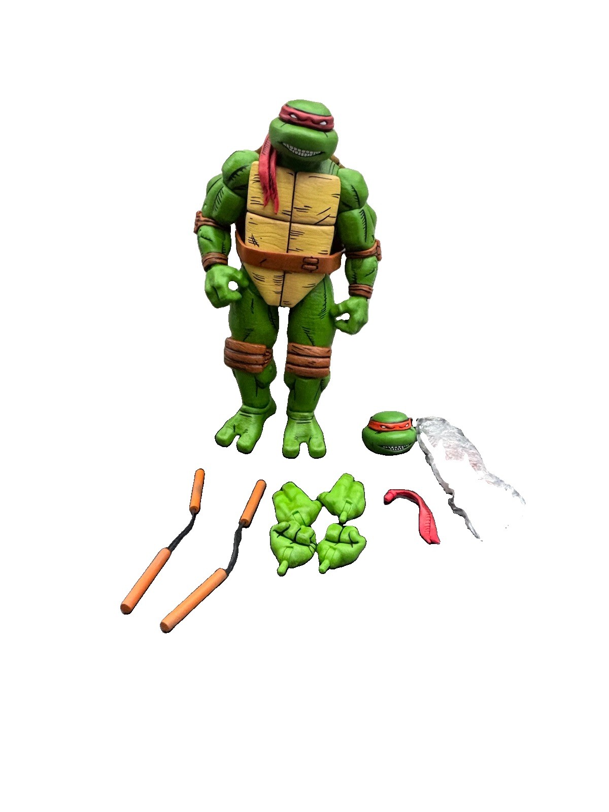 Ninja Turtles Leather Head and Raphael Set of 5 Accessories Included