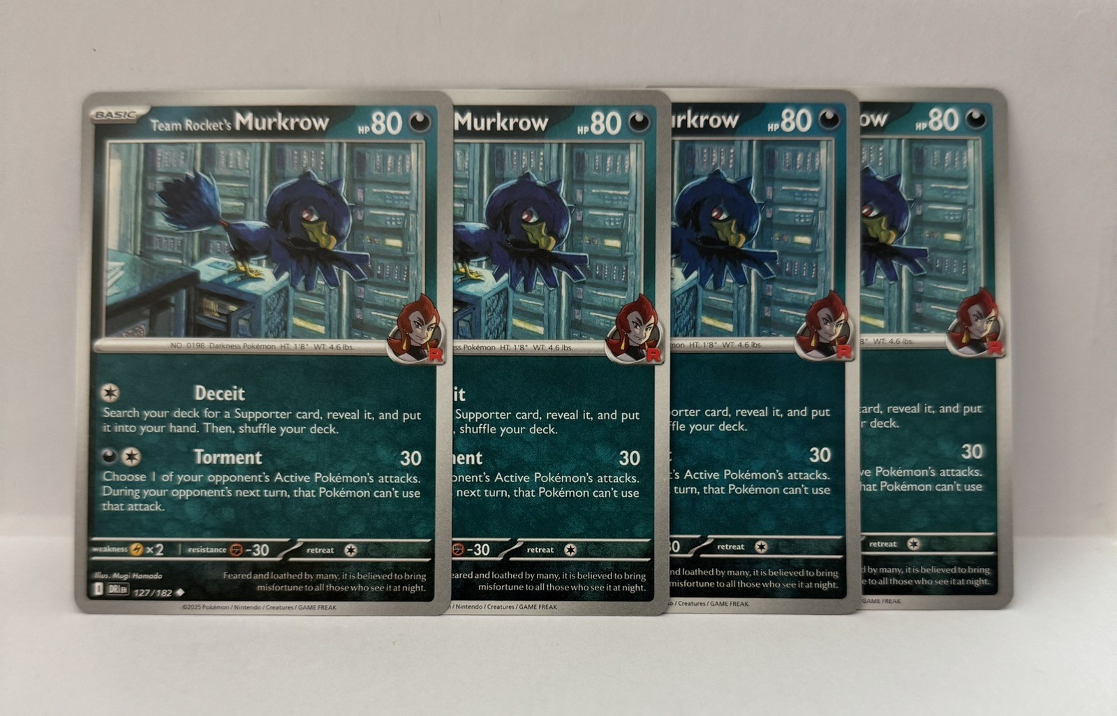 Set of 4 Team Rocket's Murkrow 127/182 Sv10: Destined Rivals Regular