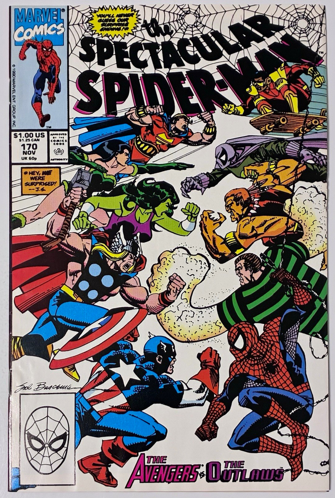 Acquista 2 ricevi 2 gratis! (CHECK PROMO) Spettacolare Spider-Man #170 1990 Avengers (NM)