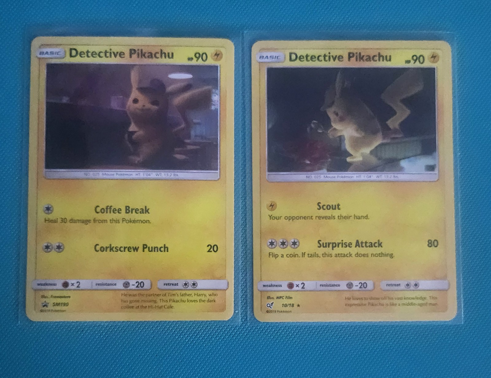 Carte Pokemon Detective Pikachu Holo quasi nuove 10/18 e SM190
