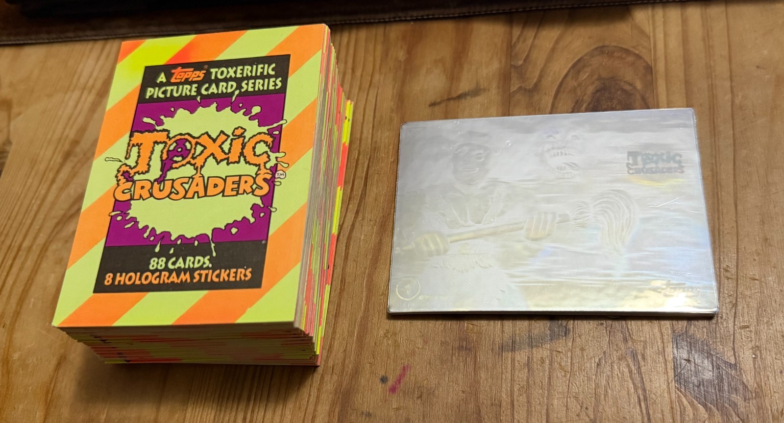 Topps Toxic Crusaders 1991 SET COMPLETO di 1-88 carte base con 1-8 ologrammi