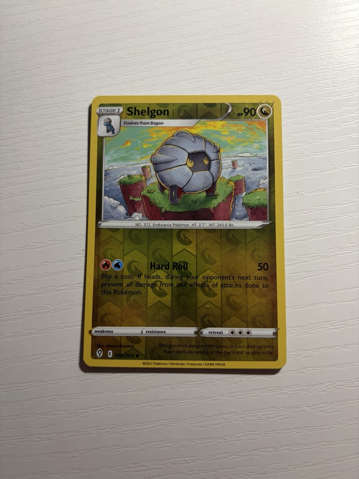Shelgon 108/203 SWSH07: Evolving Skies Reverse Holo POKEMON TCG NM