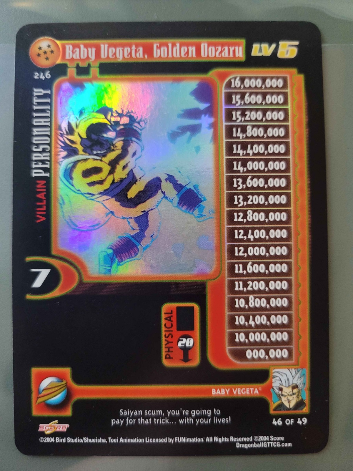 Dragon Ball GT 2004 Baby Vegeta, Golden Oozaru #46/49 cattivo ultra raro