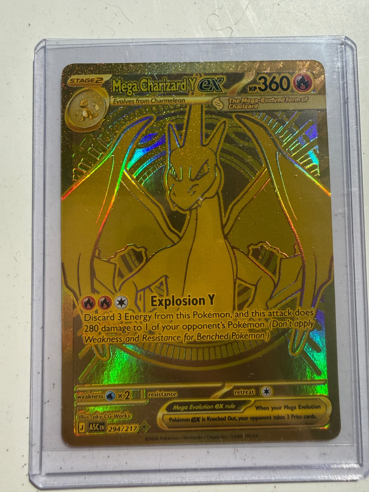 Pokemon Mega Charizard Y EX 360 HP segreto raro full art foil 294/217 quasi nuovo