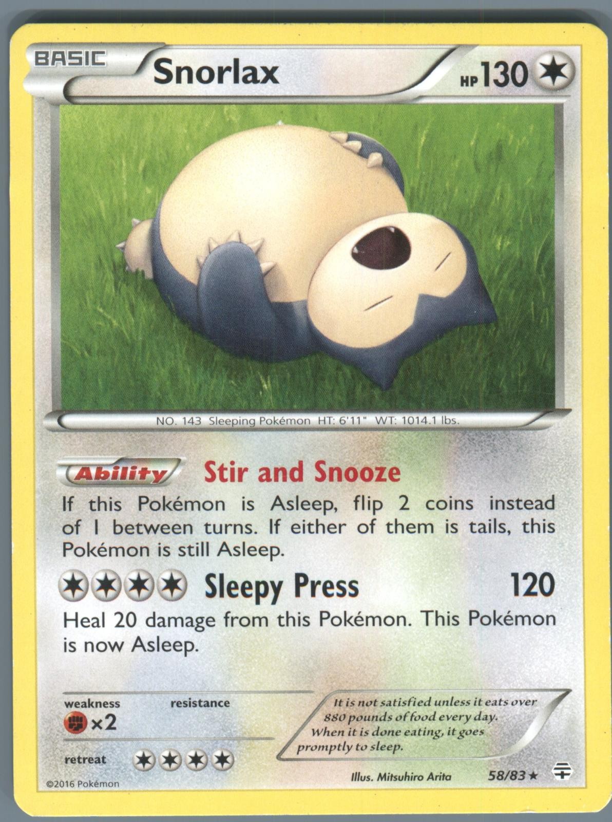 Pokemon Snorlax 58/83 Rare Generazioni Giocato Leggermente