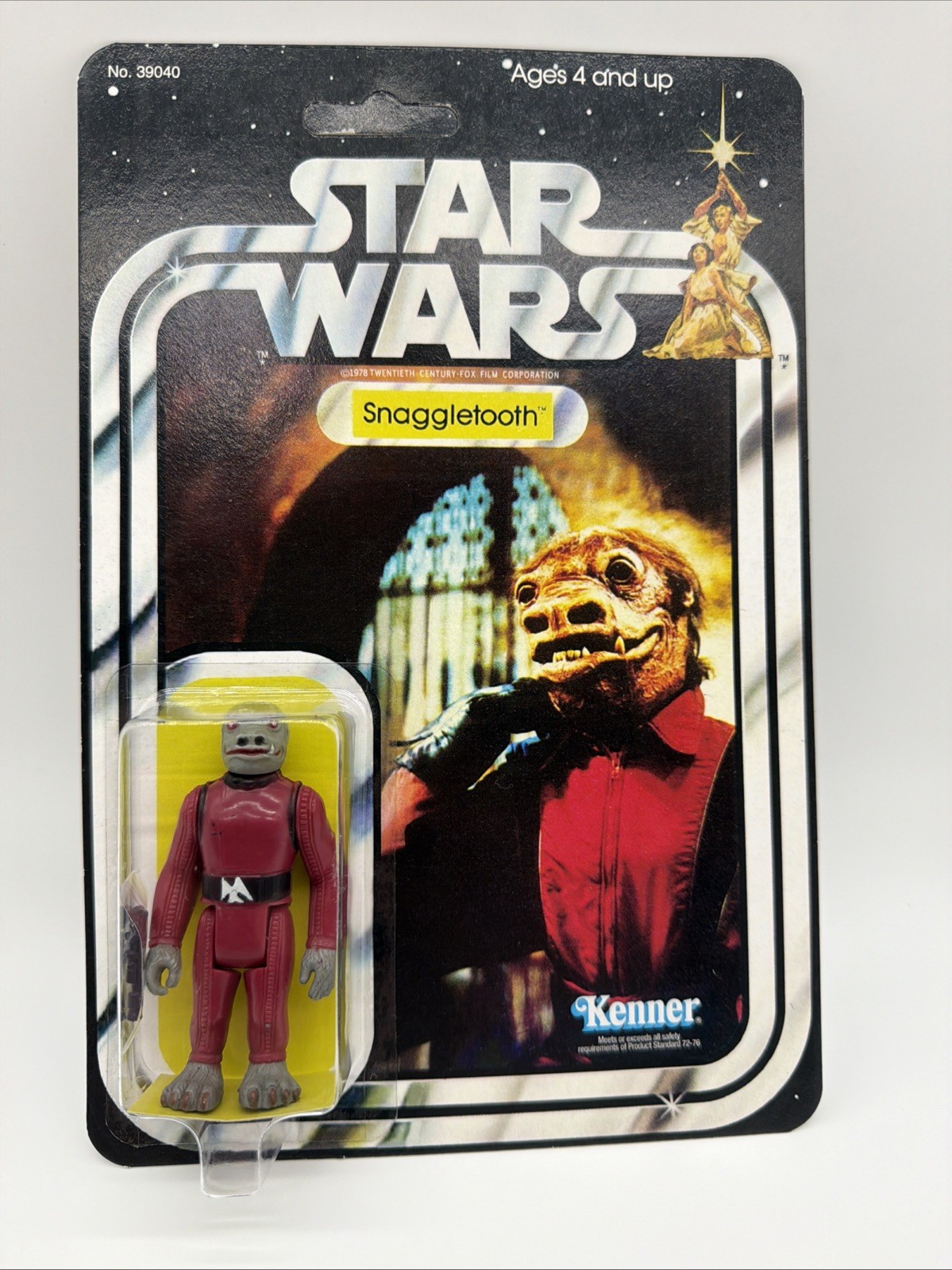 Action figure vintage Star Wars Snaggletooth originale su carta ANH posteriore 21 personalizzata