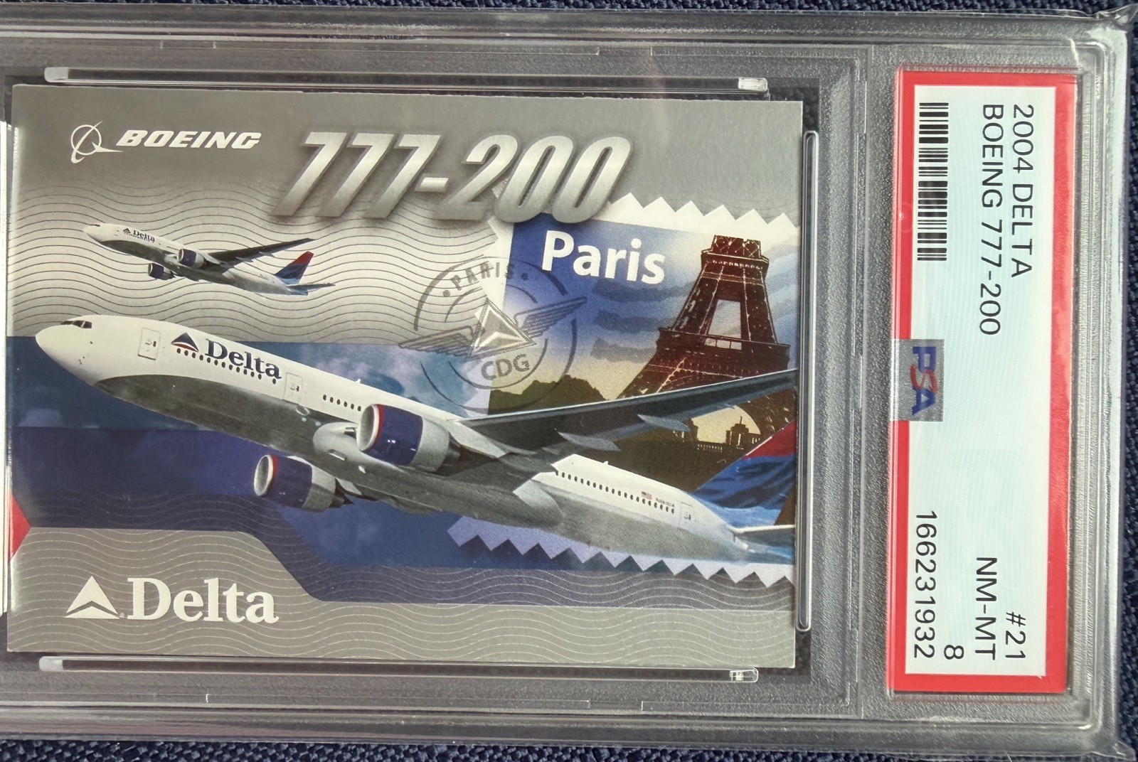 2004 Delta Airlines Pilot Trading Card #21 Parigi Boeing 777-200 RARA PSA 8