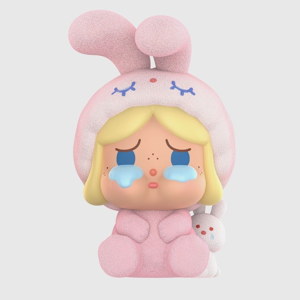 Pigiama CRYBABY PINK RABBIT Pop Bean vestito incrociato figura floccata PopMart