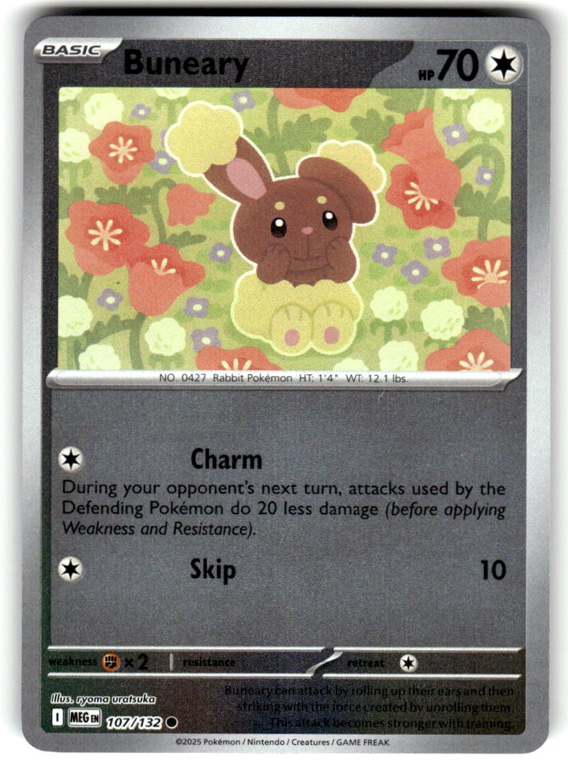 Buneary Reverse Holo Common Mega Evolution 107/132 quasi nuovo