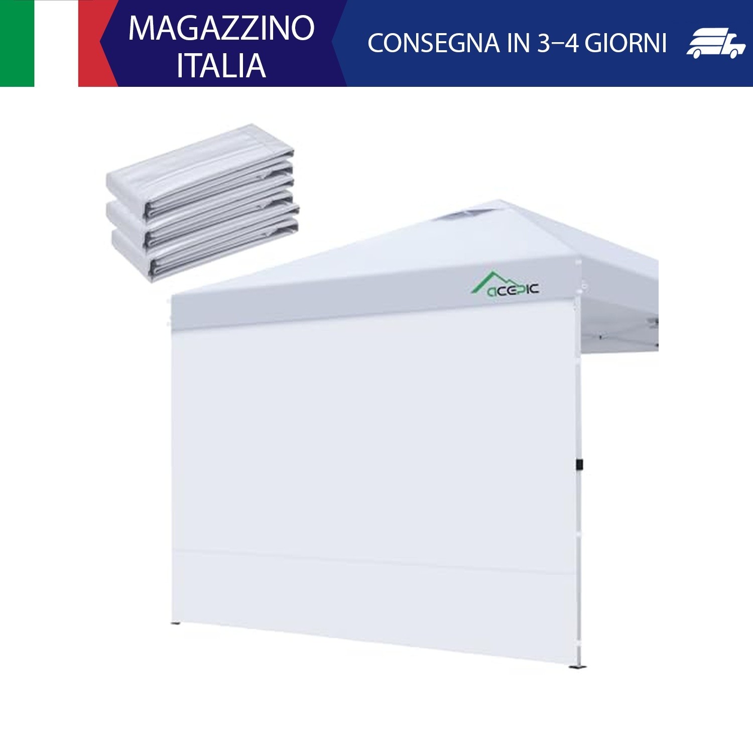 Acepic 3 Pezzi Pannelli Laterali per Gazebo 3x3m, Tessuto Oxford 210D Impermeabi