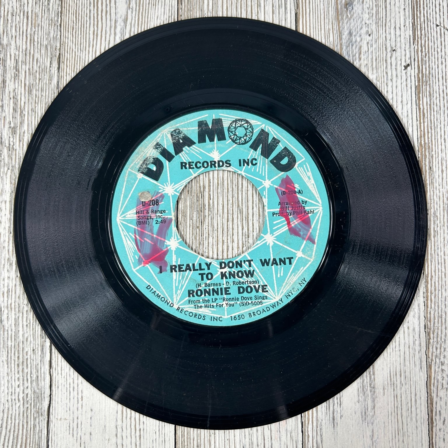 Ronnie Dove - I Really Don't Want To Know 7" Single 1965 Diamond Pop 45 RPM