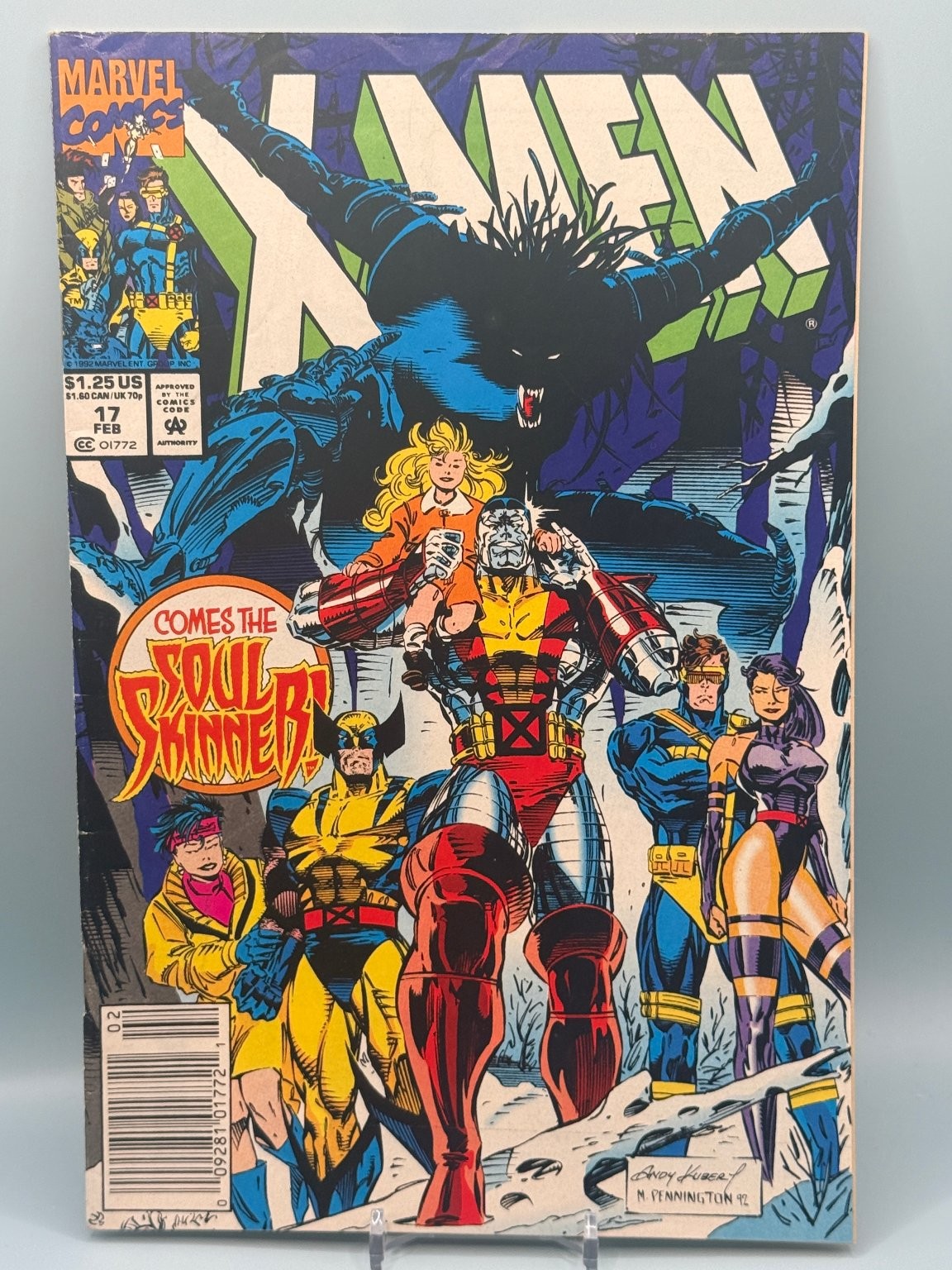 X-Men #17 Marvel Comics 1992 Andy Kubert Art Soul Skinner