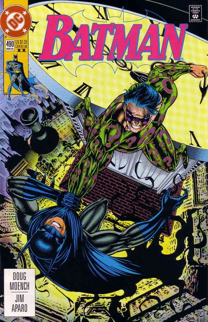 Batman #490 (2nd) FN; DC | Travis Charest Riddler II - w/Bag+Board