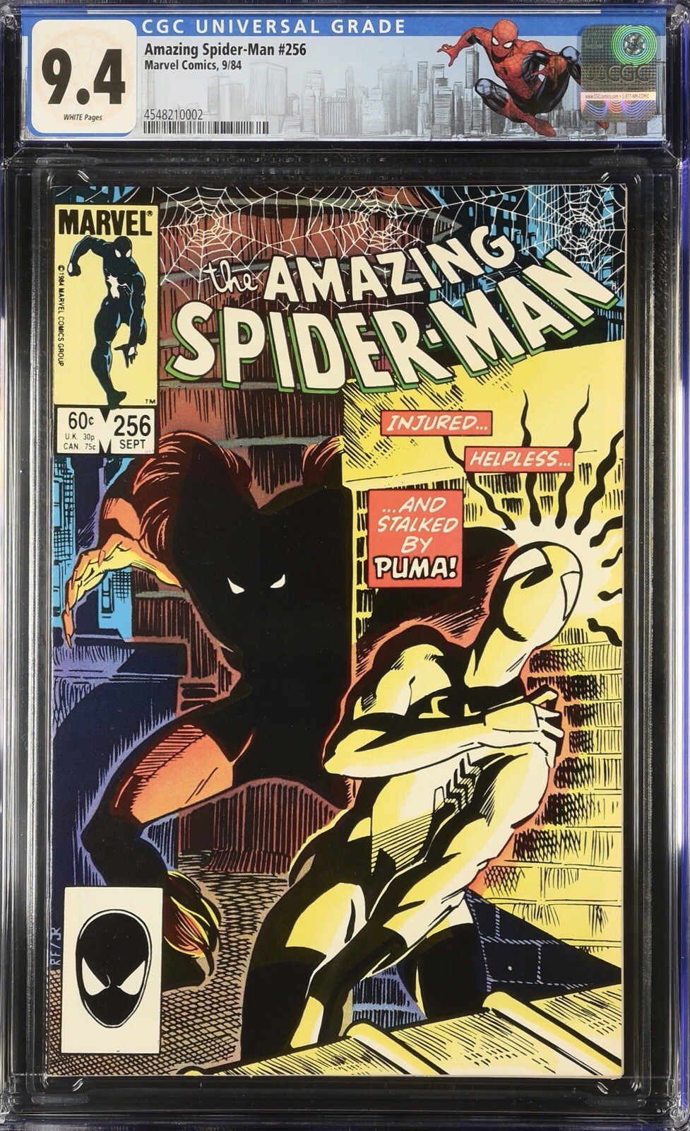 AMAZING SPIDER-MAN #256 (1984) CGC 9.4 1° Apparizione di Puma🕷️Etichetta Personalizzata🔑