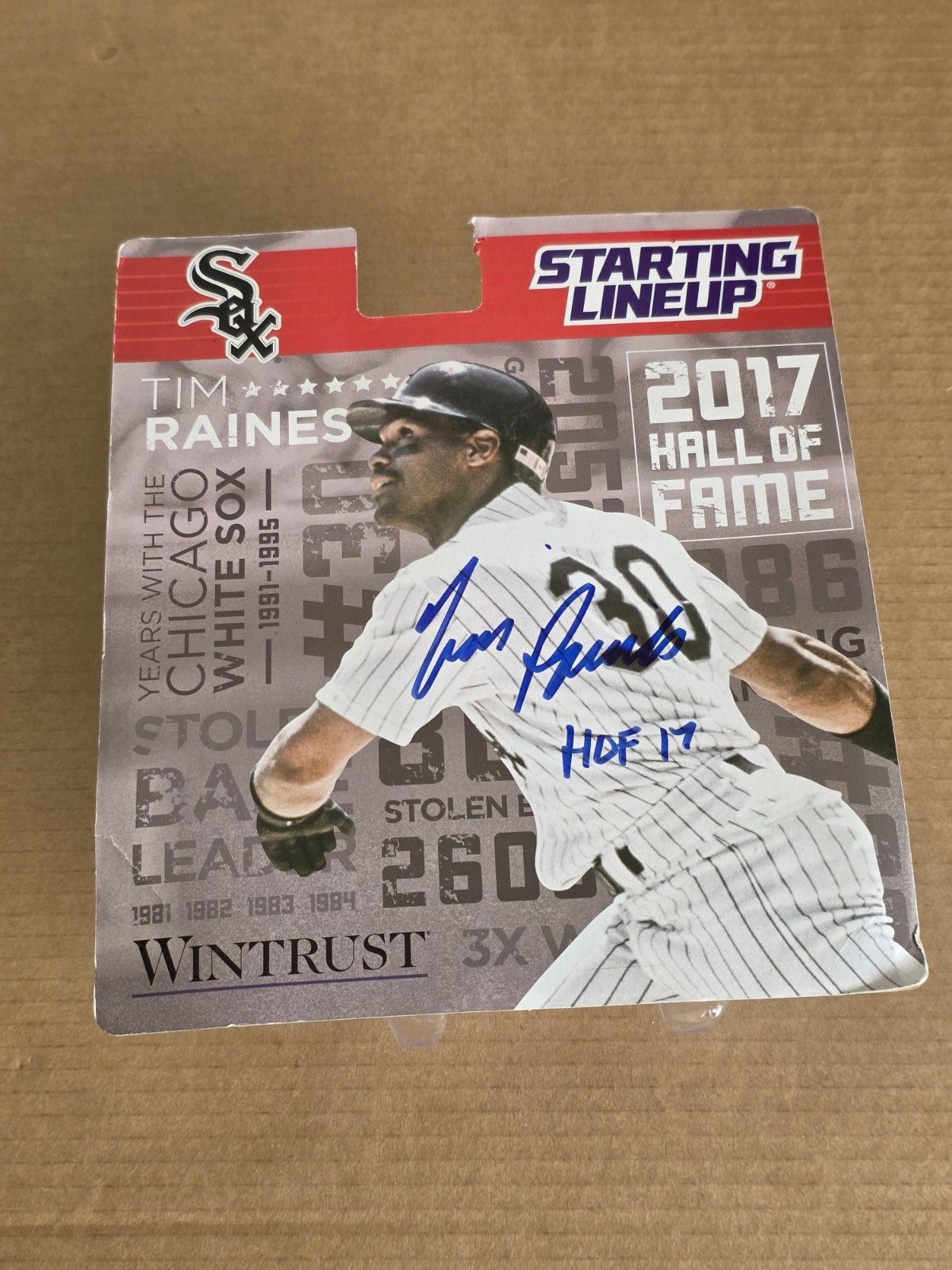 New, Signed, Chicago White Sox #30 Tim Raines Action Figure By Wintrust Starting