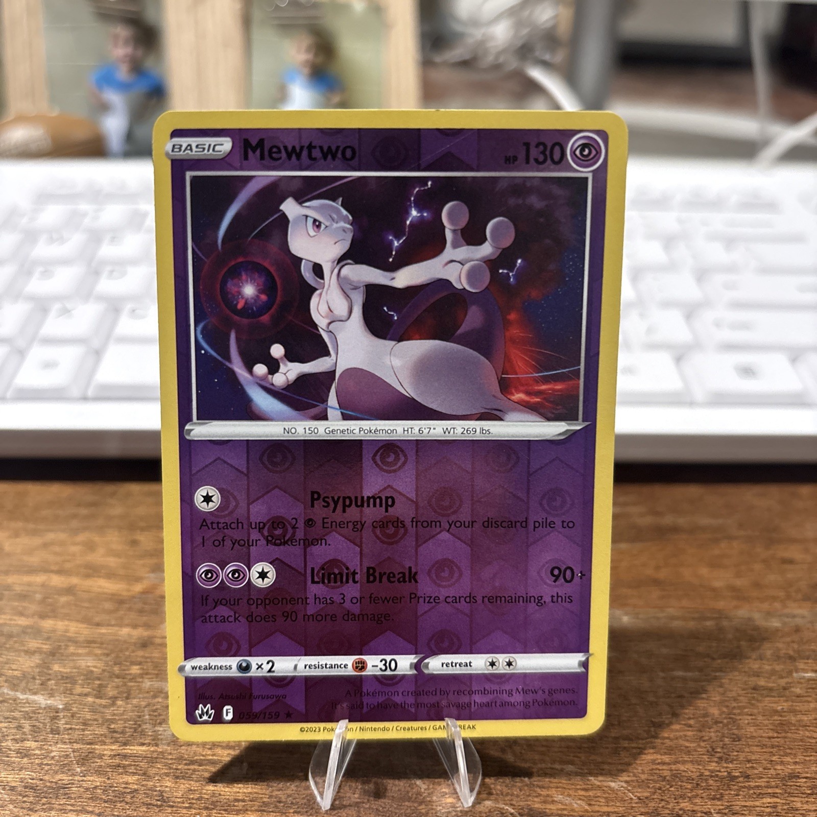 Pokémon Mewtwo TCG Reverse Holo Carta Rara 059/159 Spada e Scudo Corona Zenith