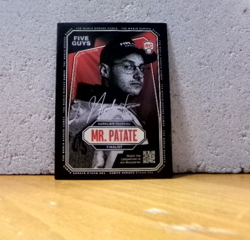 Five Guys Burgers and Fries Rare L.E. Trading Card Aurelien Favreau "Mr. Patate"