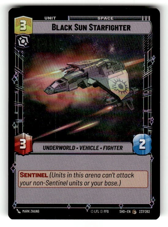 Black Sun Starfighter 237/262 Star Wars lamina illimitata quasi nuovo