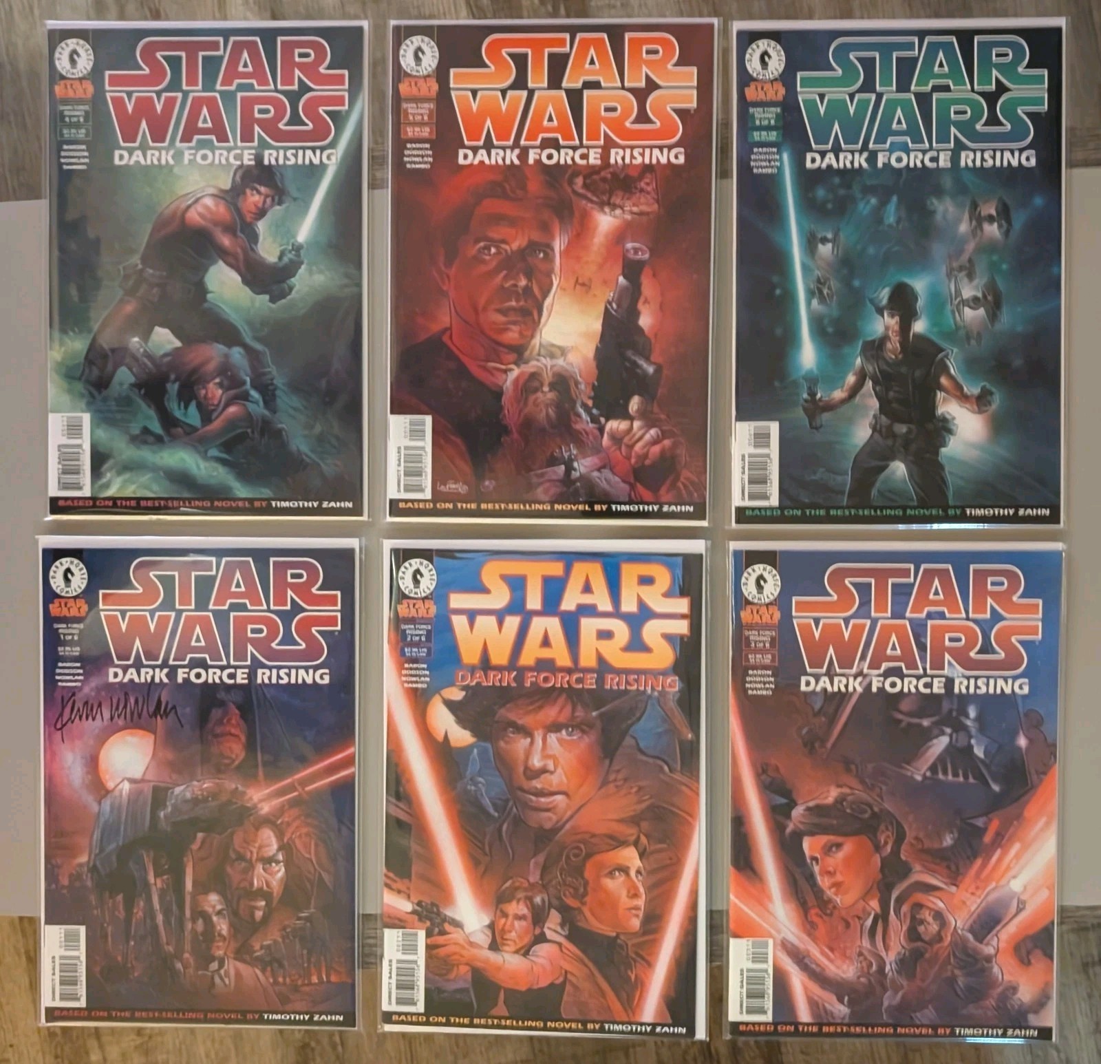 STAR WARS DARK FORCE RISING #1-#6 (1997) #1 FIRMATO DA KEVIN NOWLAN CON CERTIFICATO DI AUTENTICITÀ VF/NM-