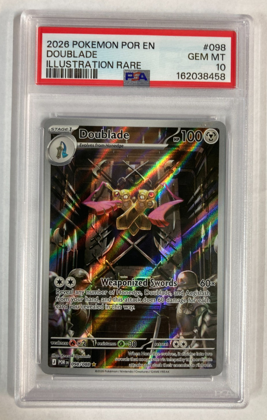 Doublade 098/088 Me03: illustrazione ordine perfetto rara Holo PSA 10 EN 2026
