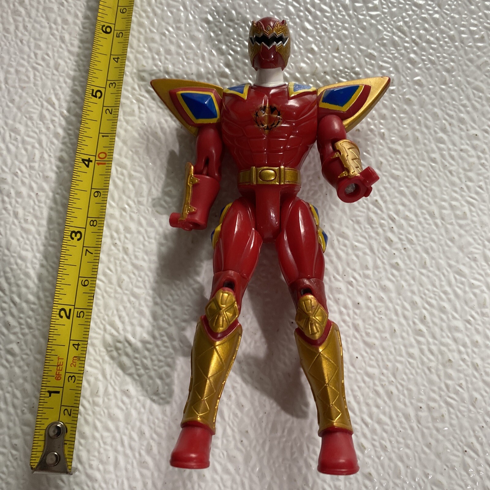 Power Rangers Dino Thunder Red Ranger 6 inch Action Figure Bandai 2003 No Hands