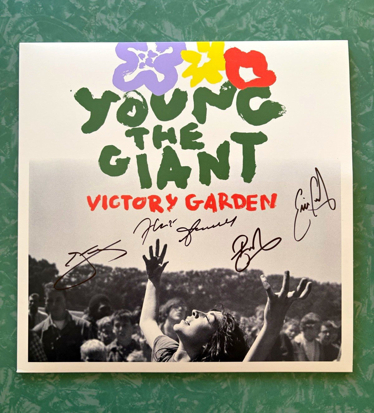 Young the Giant Victory Garden SIGNED Cover 12" Black Vinyl LP Fearless 2024