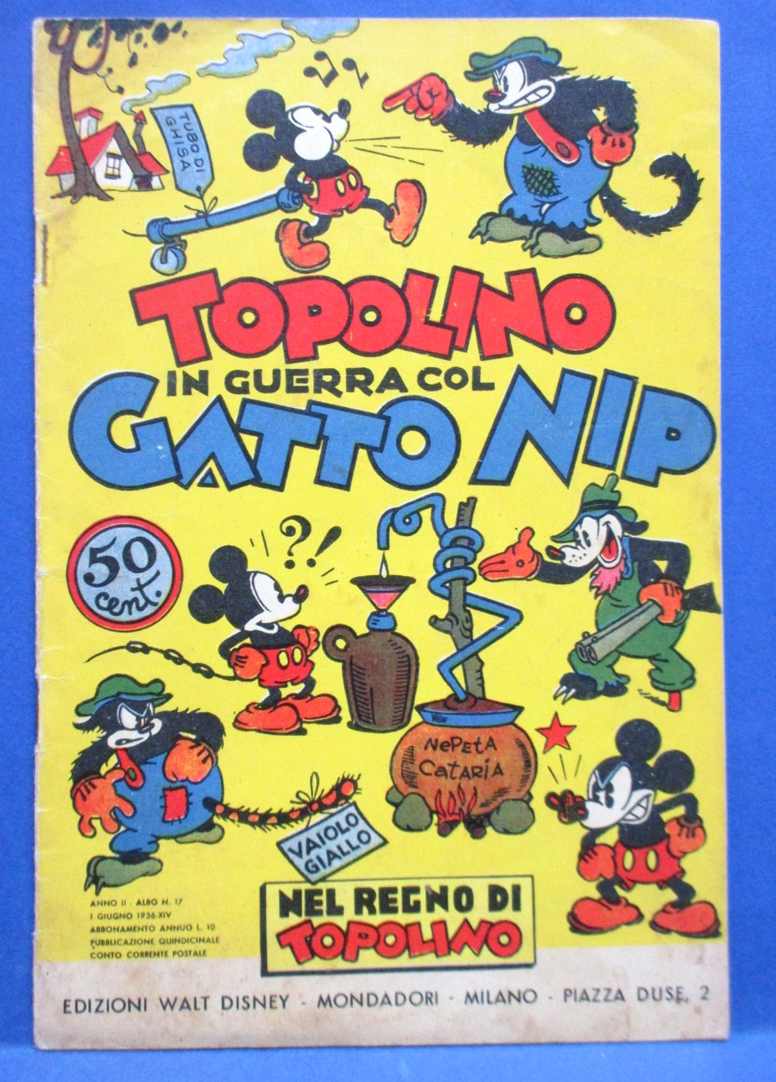 TOPOLINO GATTO NIP Nel Regno di Topolino 17 DISNEY MONDADORI 1936 ottimo !!