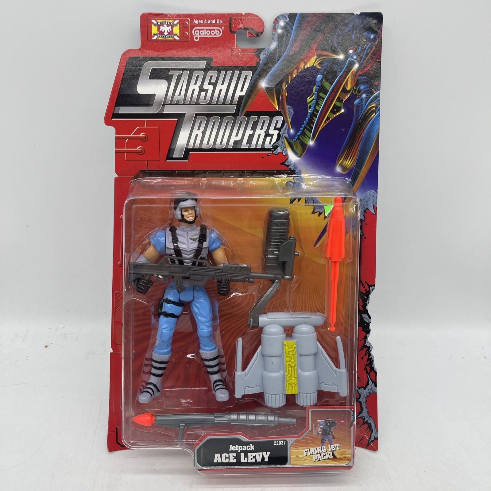 STARSHIP TROOPERS Rare ACE LEVY 5&1/2 inch ACTION FIGURE with backpack on,Galoob