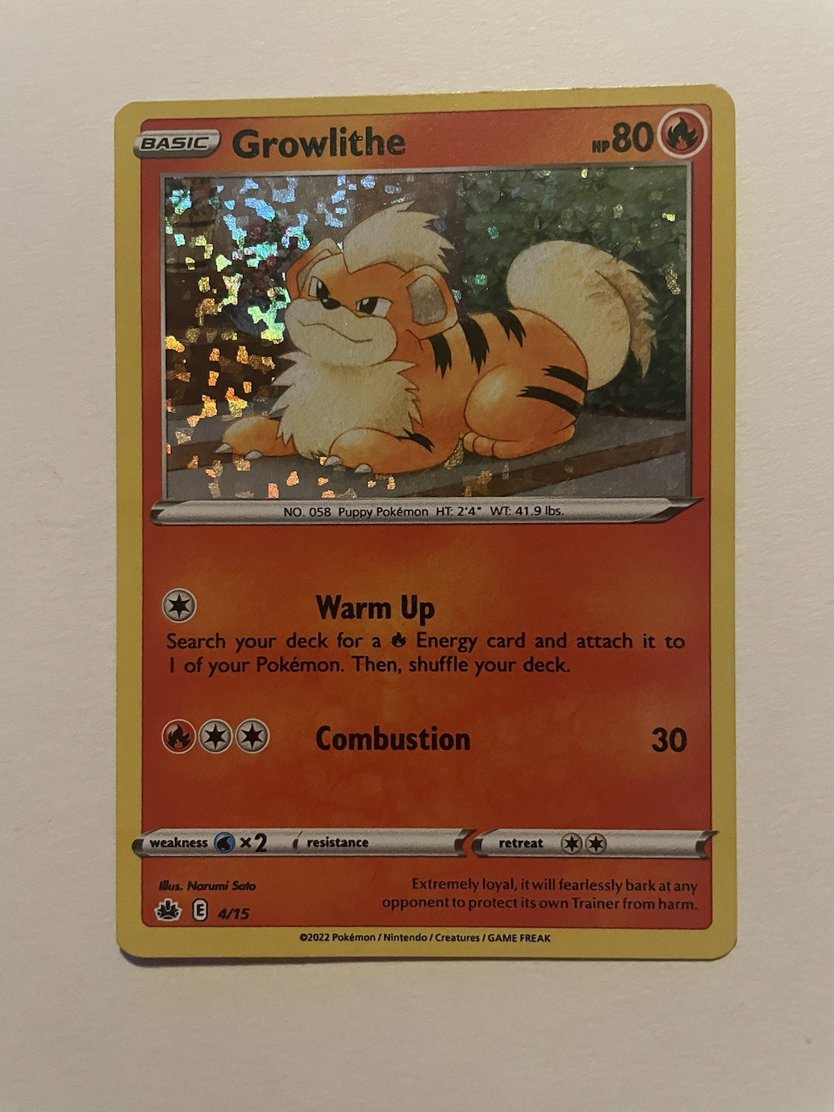 The Pokémon Company Growlithe McDonald's 2022 Promo Holo 4/15 English 2022