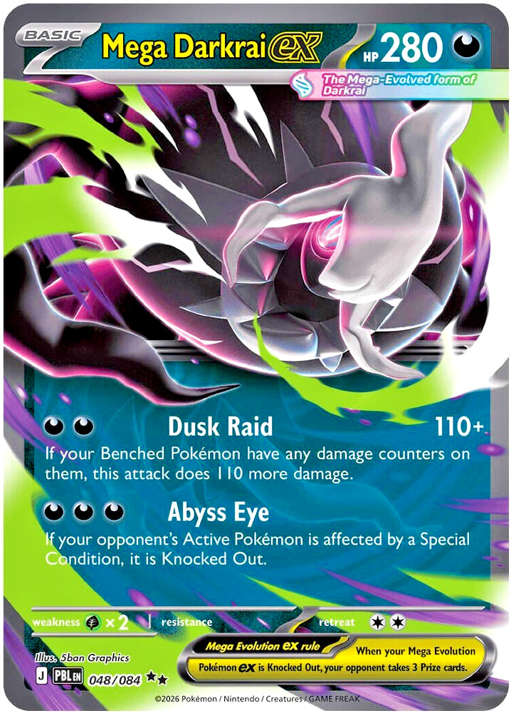 Pokémon TCG Mega Darkrai ex 048/084 Pitch Black Double Rare Extended Art Holo