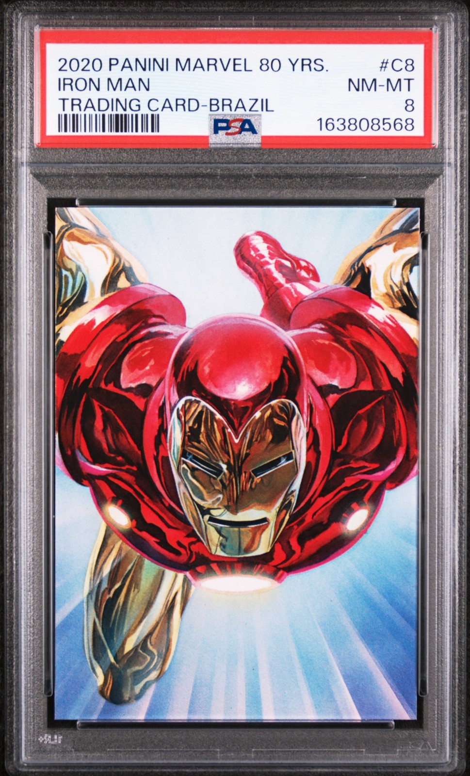 CARTE COLLEZIONABILI PANINI MARVEL 2020 80 ANNI BRASILE #C8 IRON MAN PSA 8