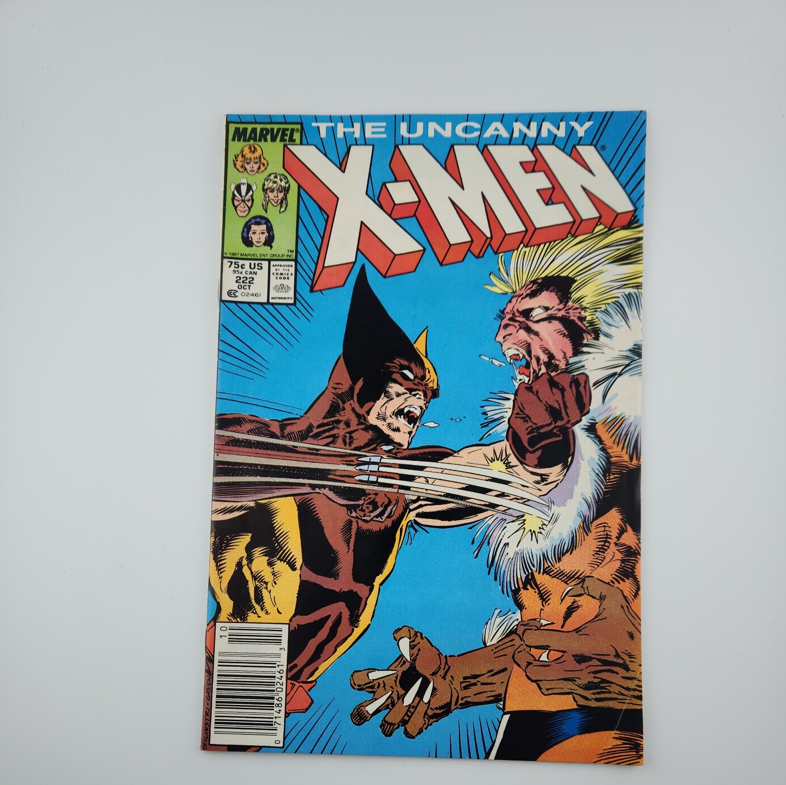 Uncanny X-Men #222 Marvel 1987 CLASSIC WOLVERINE VS SABRETOOTH SILVESTRI COVER