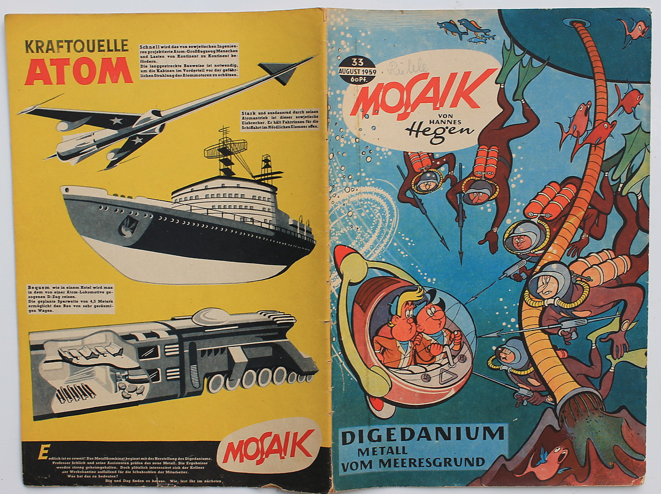 Originale Mosaico Hannes Hegen No. 33 Digedanium Metallo Dal Meeresgrund Aug.