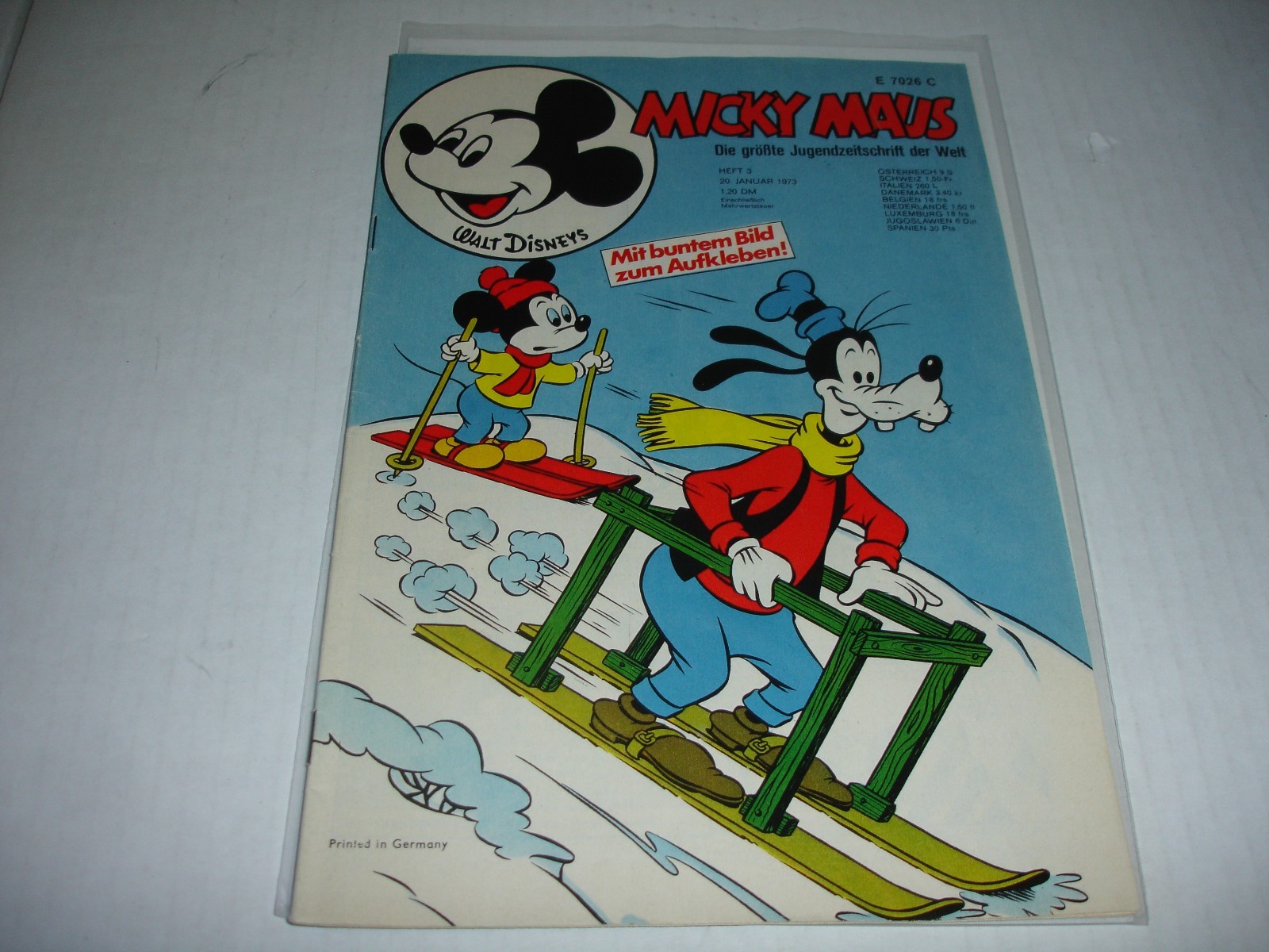 Quaderno Topolino n.3/1973 Z2 con immagine adesiva BL retro + SB Z1-2