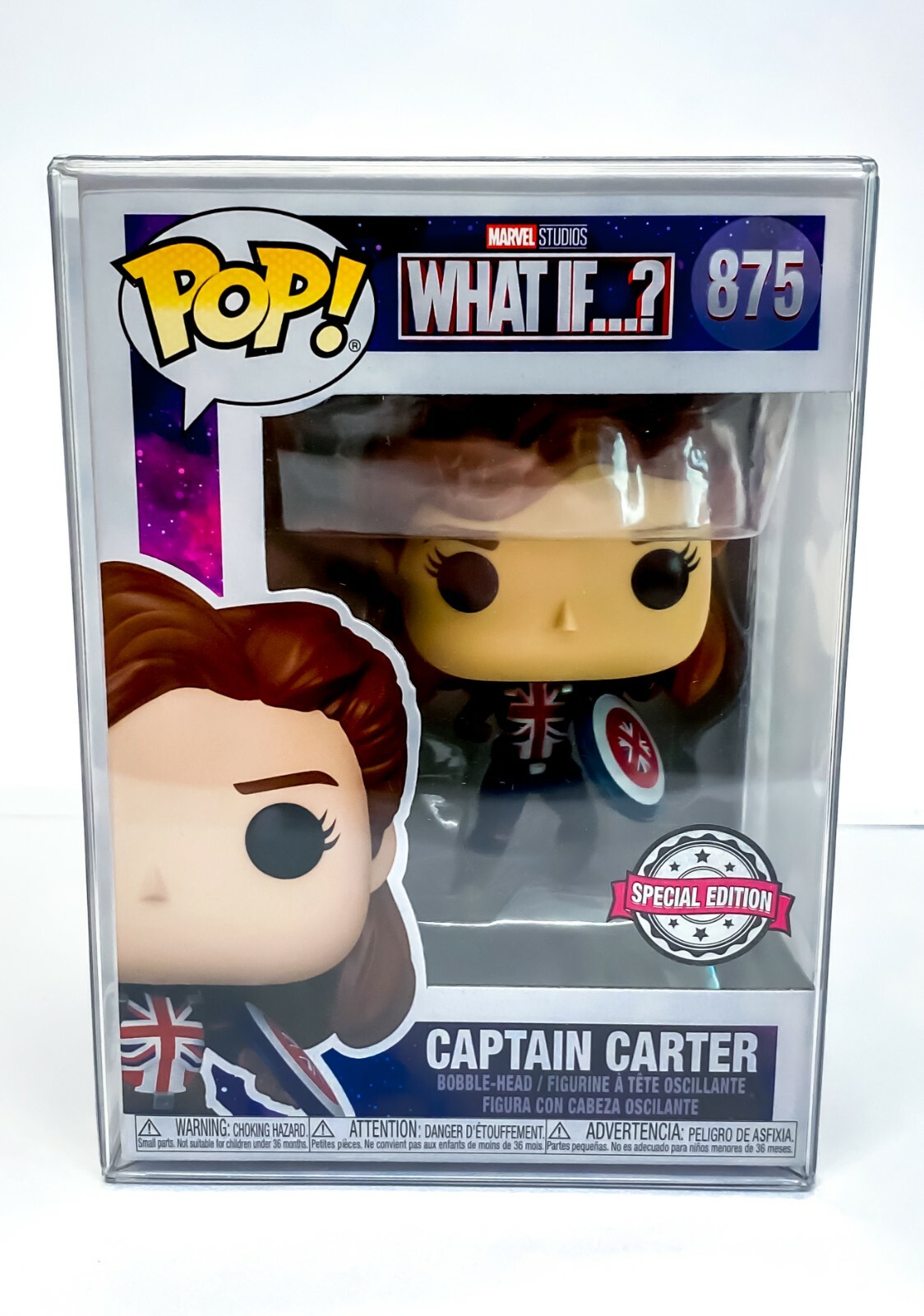 Marvel WHAT IF? Captain Carter SE Funko Pop Bobble-Head 875 +Protector Christmas