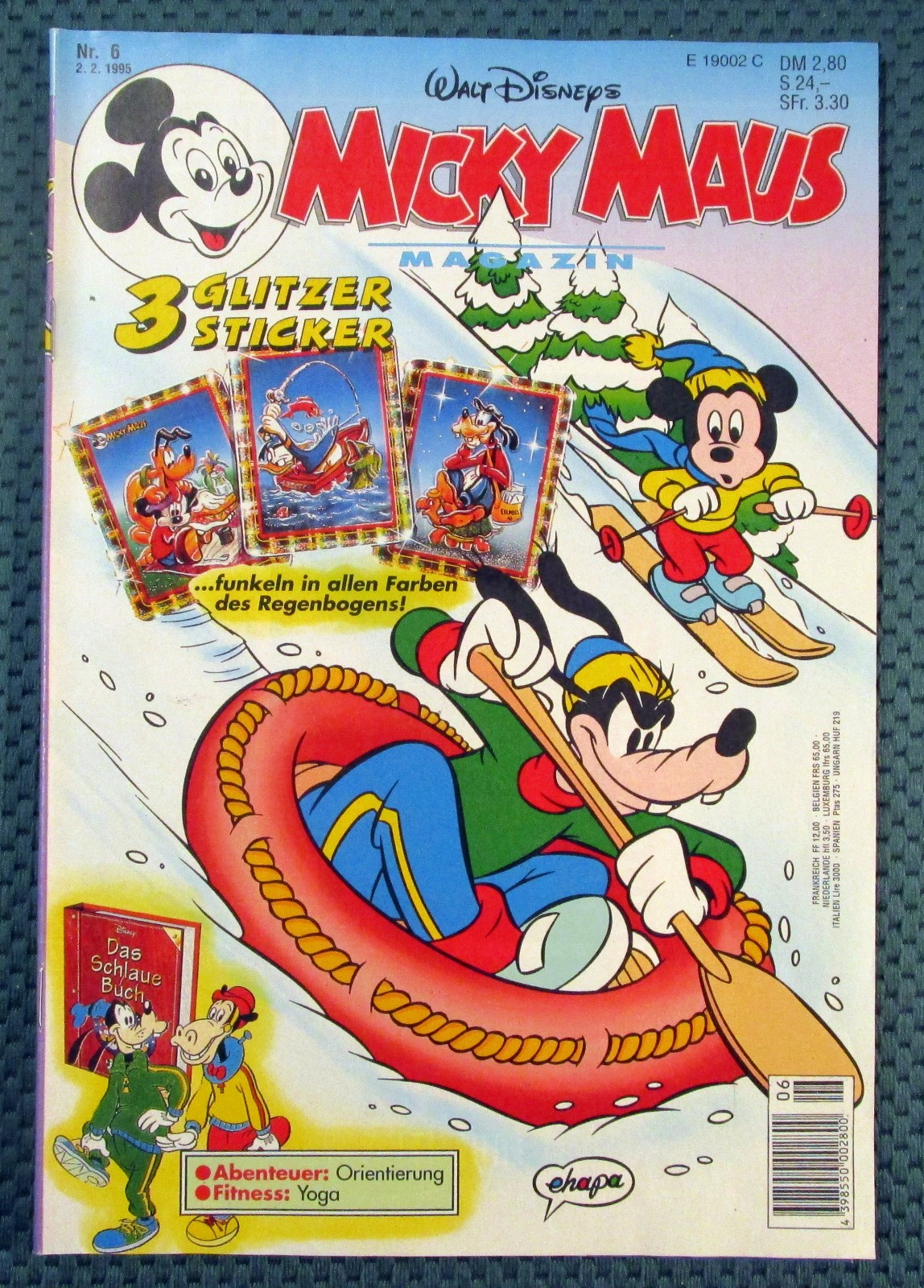 Topolino 1995 fascicolo #6 del 2 febbraio 95 + supplemento stick glitter, libro intelligente
