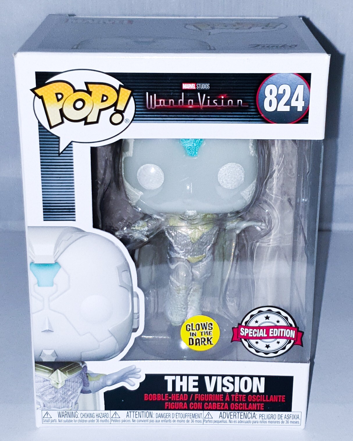 Wandavision - The Vision (White) GITD SE 824 with Protector Minor Damage