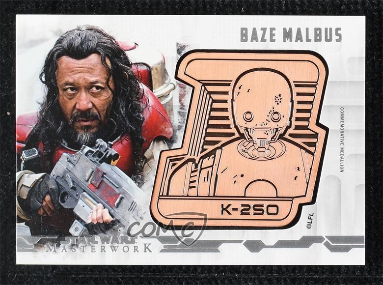 2017 Topps Star Wars capolavoro medaglione bronzo 11/150 Baze Malbus K-2SO 1j8