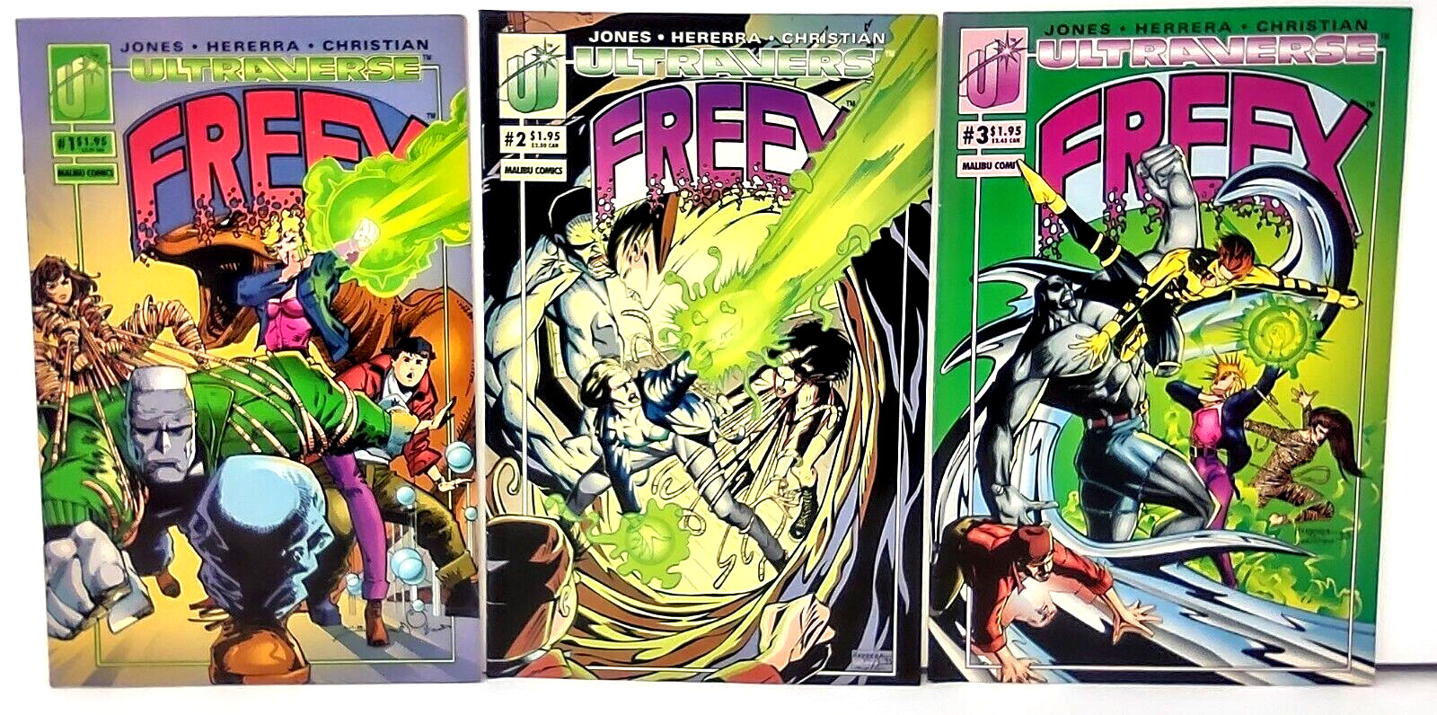 Freex Volume 1 Numeri 1 2 3 Malibu Comics 1993 Lotto di 3