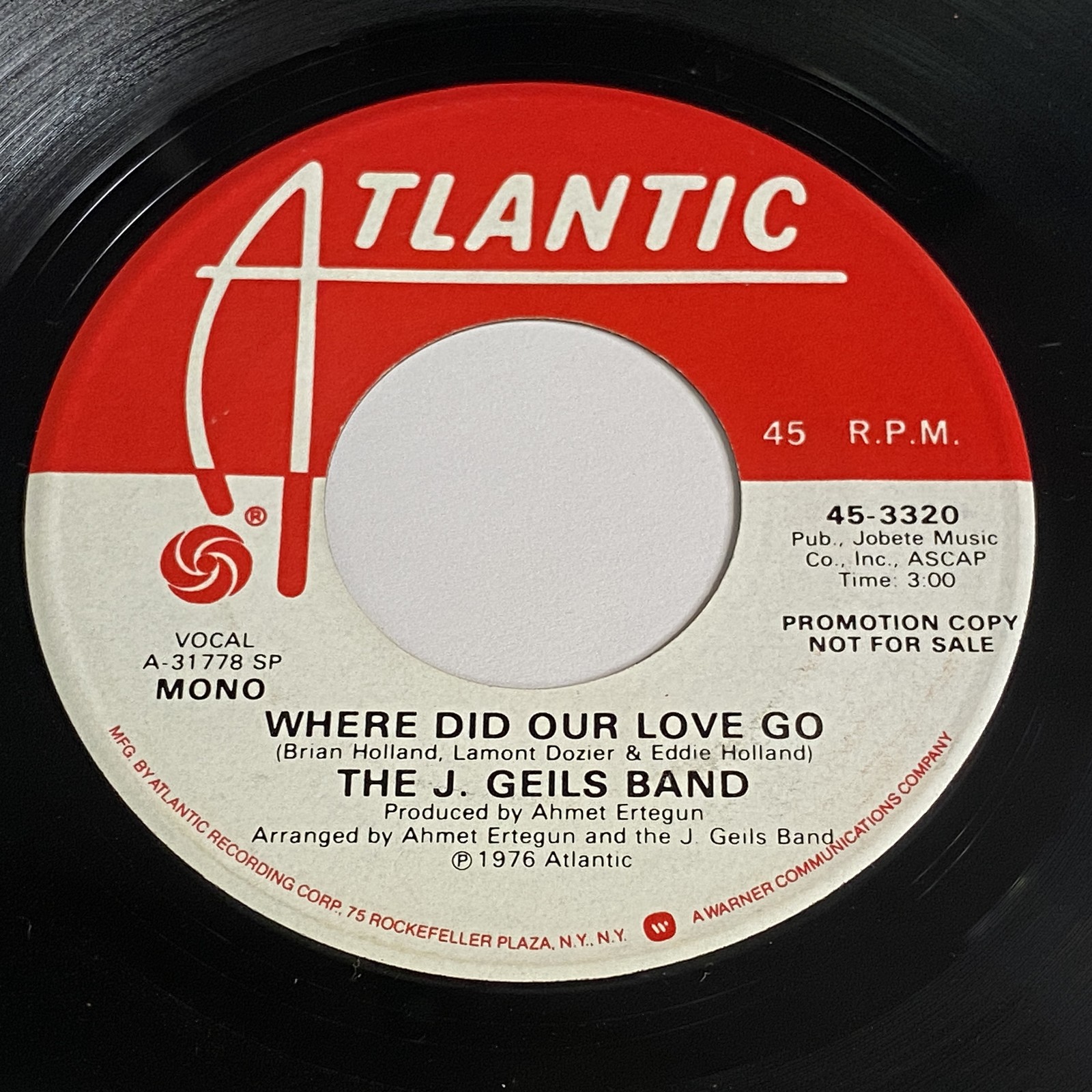 The J. Geils Band: Where Did Our Love Go / (Same) 45 - Rock